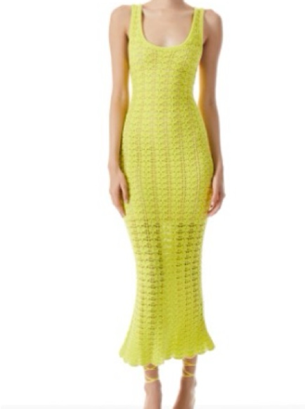 Alice + Olivia Neon Lemon Crochet Maxi Dress
